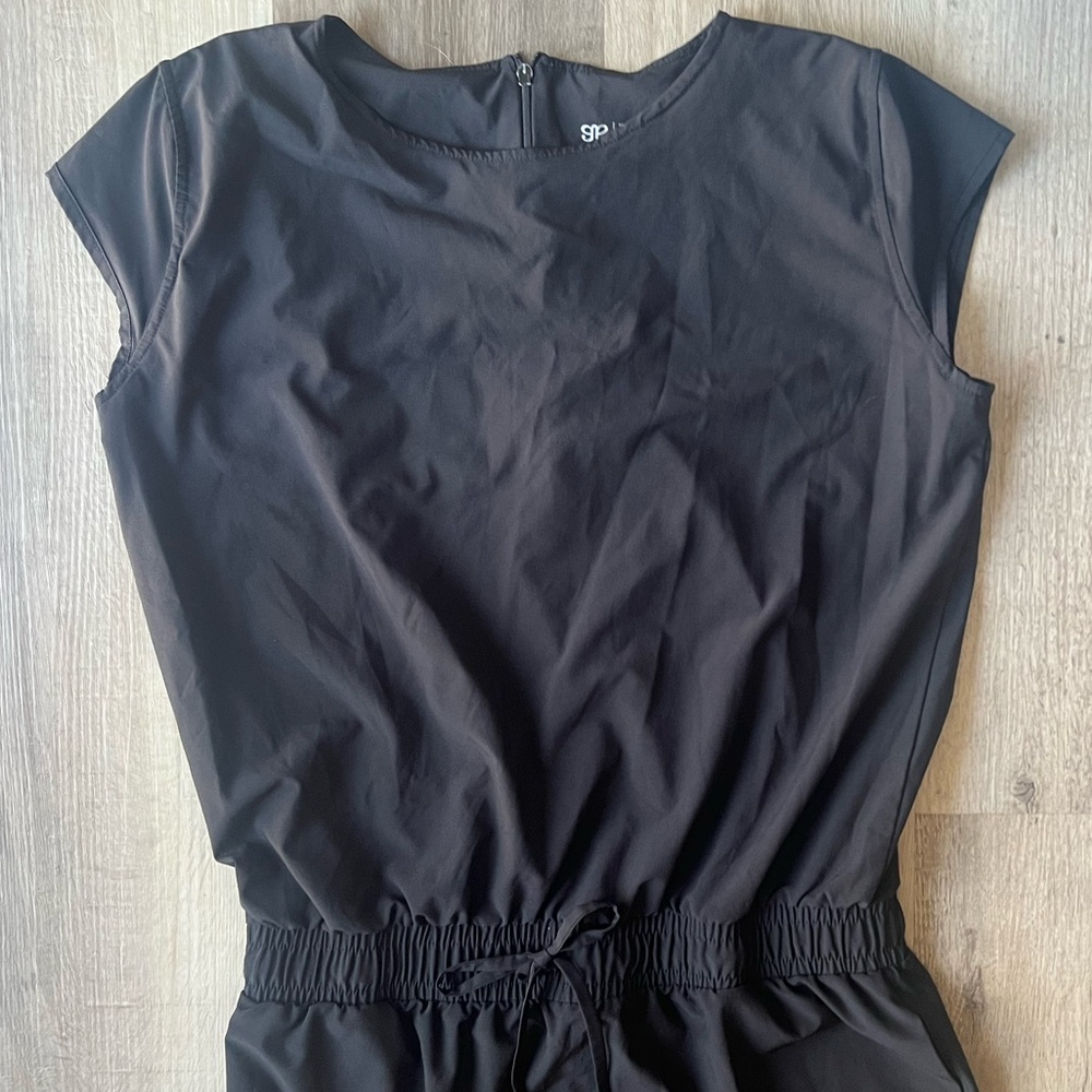 Black Casual Cap-Sleeve Drawstring Waist Dress - Picture 5 of 13